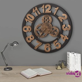 vidaXL Orologio da Parete in Metallo 58 cm Dorato e Nero