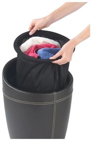 Cesto per la biancheria nero e sgabello in un unico pezzo Linen Look, 20 l Candy - Wenko