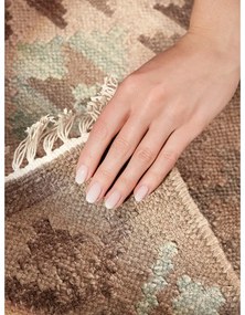 Passatoia azzurra/beige in lana reversibile/tessuta a mano 60x190 cm Kamal Dune – Nouristan