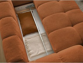 Divano angolare color terracotta allungabile e con contenitore (penisola a destra/a L) con rivestimento in ciniglia Everest – Bobochic Paris