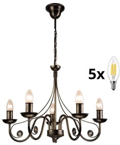 Brilagi - LED Lampadario a sospensione con catena STEFANO 5xE14/40W/230V patina nera