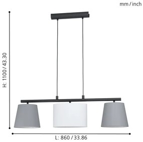 Eglo 98587 - Lampadario a sospensione con filo ALMEIDA 3xE14/25W/230V