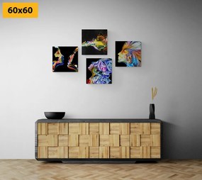 Set di quadri – Astrazione colorata su sfondo nero