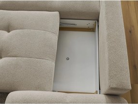 Divano angolare beige allungabile/con contenitore (con penisola a sinistra/con chaise lounge) con rivestimento in ciniglia Roxelane – Bobochic Paris