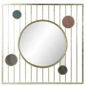 Specchio da parete DKD Home Decor Cristallo Grigio Rosa Dorato Metallo Verde Cerchi (100 x 2 x 100 cm)
