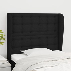 Testiera Ad Orecchio Nera 103x23x118/128 Cm İn Tessuto /