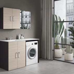 Lavatoio per bucato in resina bianco Desi vasca sinistra L141 P51,5 cm