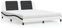 Letto con Materasso Bianco e Nero 180x200cm Similpelle 3208886