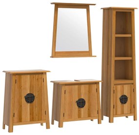 Set mobili da bagno 4 pz in legno massello di pino