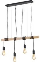 Lampada Sospensione Legno e Metallo 4 Portalampada Pendenti Brody GD Trio