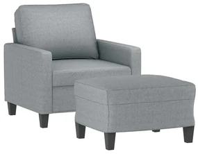 Poltrona con poggiapiedi grigio chiaro 60 cm in tessuto