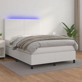 Giroletto Molle con Materasso e LED Bianco 140x190cm Similpelle