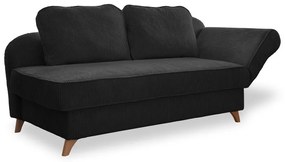 Chaise longue color antracite (con penisola a destra) con rivestimento in velluto a coste Chic Charlotte – Miuform