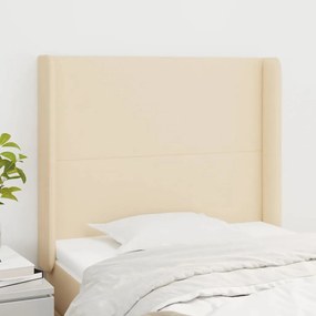 Testiera Ad Orecchio Crema 93x16x118/128 Cm İn Tessuto /