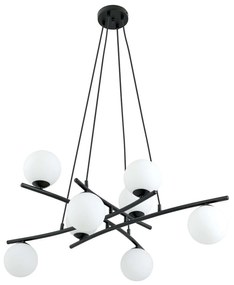 Lampadario Moderno Cadmo Acciaio Nero Bianco 8 Luci E14 Ip20
