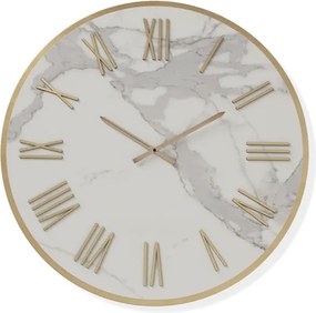 Orologio rotondo D60 cm ANSEL in kerlite Bianco con dettagli Rame