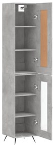 Credenza grigio cemento 34,5x34x180 cm in legno multistrato