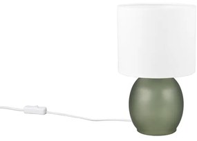 Lampada da tavolo bianco-verde con paralume in tessuto (altezza 29 cm) Vela - Trio