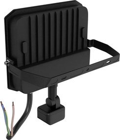 Faro LED 50W IP65 Nero con Sensore di Movimento e OSRAM chip LED Colore Bianco Caldo 3.000K