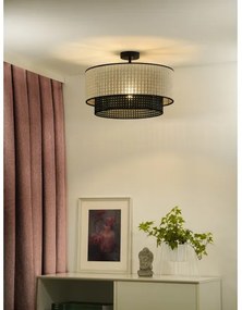 Duolla - Lampadario a plafone RATTAN YUTE 1xE27/15W/230V diametro 45 cm color crema/nero