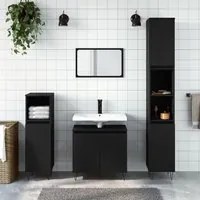 Set Mobili da Bagno 3 pz Nero in Legno Multistrato 3190276