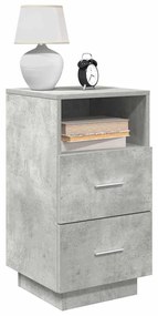 Comodino Con 2 Cassetti Grigio Cemento 36x36x68 Cm /