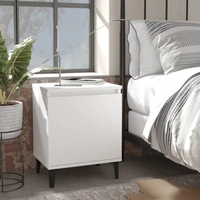 Comodini Con Gambe İn Metallo Bianco 40x30x50 Cm /