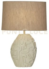 Lampada da tavolo adelaide 1lt, resina crema con paralume in lino b...