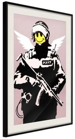 Poster  Banksy: Flying Copper  Cornice Quadri Cornice nera con pass-partout, Larghezza x Altezza Home decor 20x30