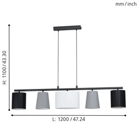 Eglo 98588 - Lampadario a sospensione con filo ALMEIDA 5xE14/25W/230V
