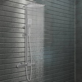 Set Per Doccia A Doppio Soffione Con Termostato Acciaio Inox /