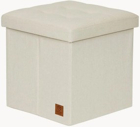 Pouf imbottito in lino con vano contenitore Premium Natur, pieghevole