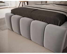 Letto singolo imbottito grigio con contenitore e rete inclusi 90x200 cm Lamica – ELTAP