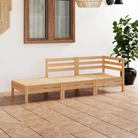 Set divani da giardino 3 pz in legno massello di pino