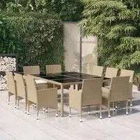 Set da Pranzo per Giardino 11 pz in Polyrattan Beige 3058564