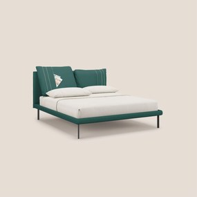 Giselle letto moderno con cuscini testata regolabili con tasche in microfibra impermeabile T11 petrolio