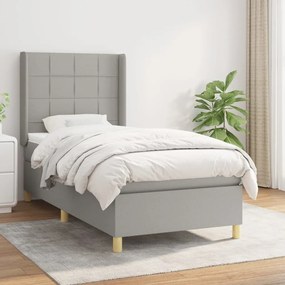 Giroletto A Molle Con Materasso Grigio Chiaro 80x200 Cm Tessuto /