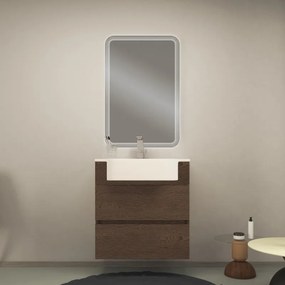 Mobile sottolavabo e lavabo Paris per vasca centrale frassino scuro L 70 cm 2 cassetti