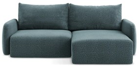 Divano angolare turchese allungabile/con contenitore (con penisola a destra) Kalena – Makamii