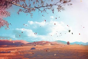 Carta da parati – Foglie cadenti nel paesaggio autunnale