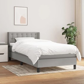 Giroletto A Molle Con Materasso Grigio Chiaro 90x200 Cm Tessuto /