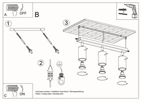 Plafoniera da soffitto in Acciaio RING 3 Grigia 3xGU10 Orientabile Colore del corpo Grigio