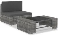 Set Divani da Giardino 2 pz in Polyrattan Grigio 49522