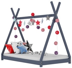 Giroletto Per Bambini Grigio İn Massello Di Pino 90x200 Cm /