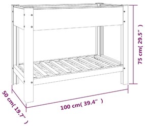 Fioriera Rialzata Giardino con Ripiano Grigia 100x50x75 cm WPC