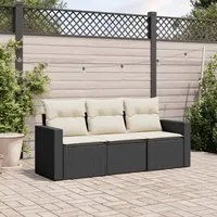 Set Divani da Giardino 3 pz con Cuscini in Polyrattan Nero 3218646