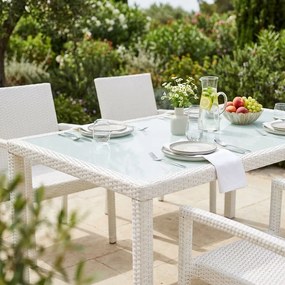 AXONA - tavolo intreccio in rattan sintetico e vetro