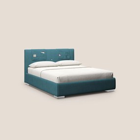 Horus letto imbottito contenitore e presa USB sulla testata in tessuto impermeabile T02 azzurro