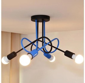 Lampadario a plafone OXFORD 4xE27/15W/230V nero/blu