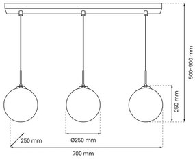 Lampadario a sospensione con filo REFLEX 3xE14/40W/230V